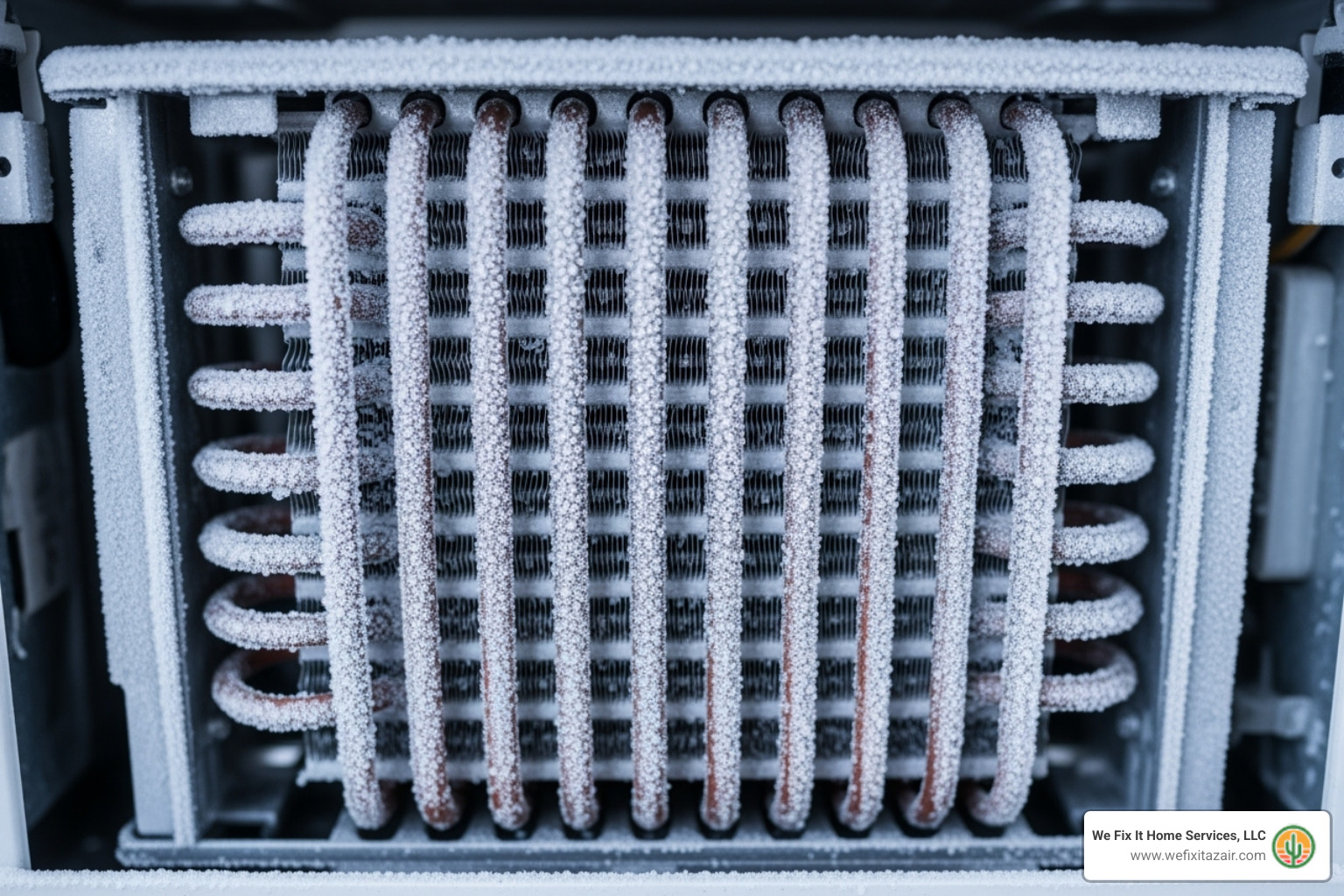 Frozen evaporator coils on an indoor AC unit - AC Freon leak