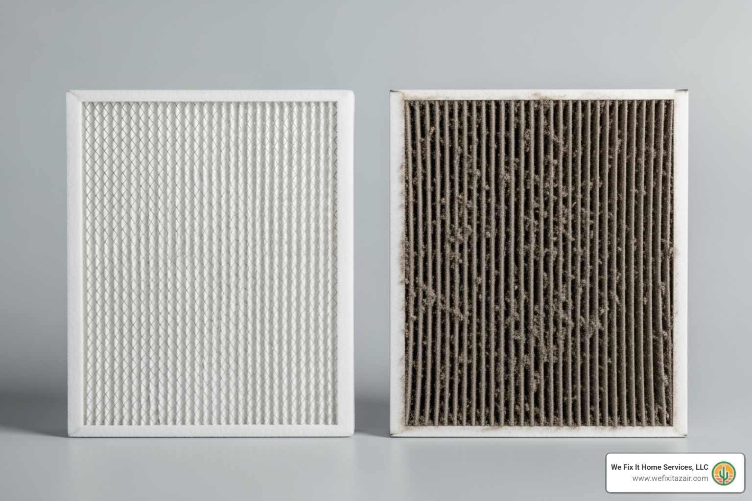A clean air filter next to a dirty, clogged one - AC not cooling A clean air filter next to a dirty, clogged one - AC not cooling