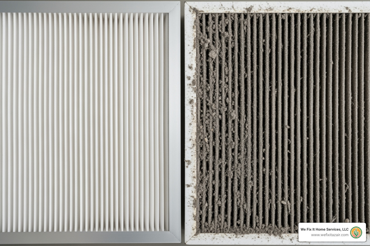 clean vs. dirty air filter - AC installation Phoenix